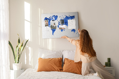 Korkbild blaue Aquarell-Weltkarte