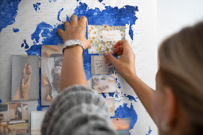 Korkbild blaue Aquarell-Weltkarte