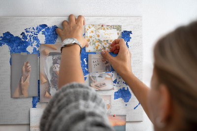 Korkbild blaue Aquarell-Weltkarte