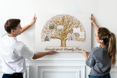 Korktafel mit Motiv eines verzweigten Stammbaums