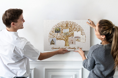 Korktafel mit Motiv eines verzweigten Stammbaums