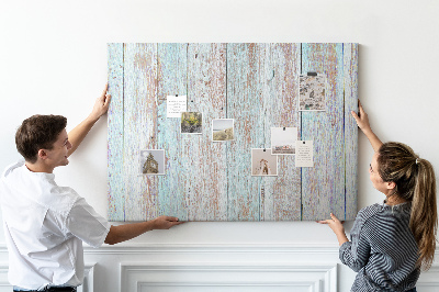 Korkbild alte Bretter in Blautönen
