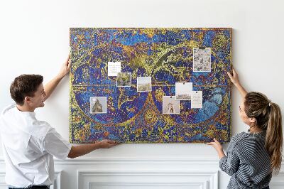 Korkbild antike Weltkarte in leuchtenden Farben