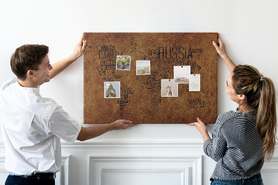 Kork-Weltkarte mit Ländernamen