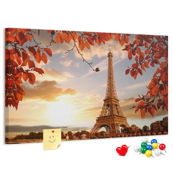 Bild mit Korkrückwand Eiffelturm in herbstlicher Kulisse
