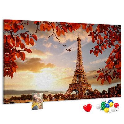 Bild mit Korkrückwand Eiffelturm in herbstlicher Kulisse
