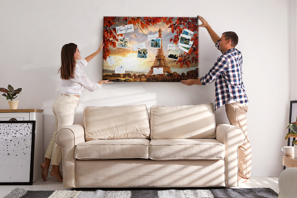 Bild mit Korkrückwand Eiffelturm in herbstlicher Kulisse