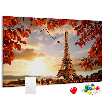 Bild mit Korkrückwand Eiffelturm in herbstlicher Kulisse