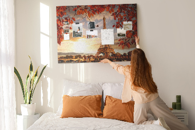 Bild mit Korkrückwand Eiffelturm in herbstlicher Kulisse