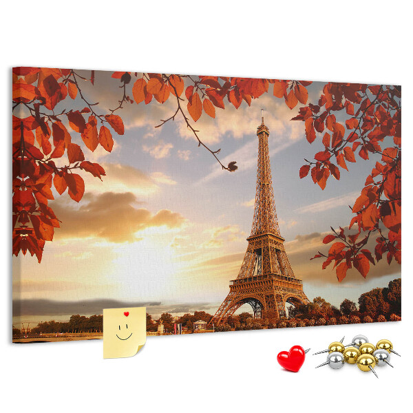 Bild mit Korkrückwand Eiffelturm in herbstlicher Kulisse