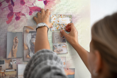 Kork-Pinnwand mit Motiv Blütenzweige in Pastelltönen