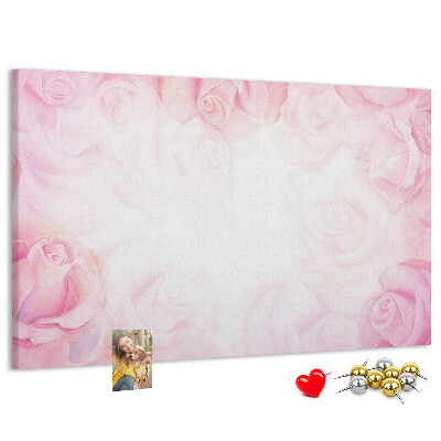 Bild mit Korkrückwand mit Motiv von zarten rosa Rosen