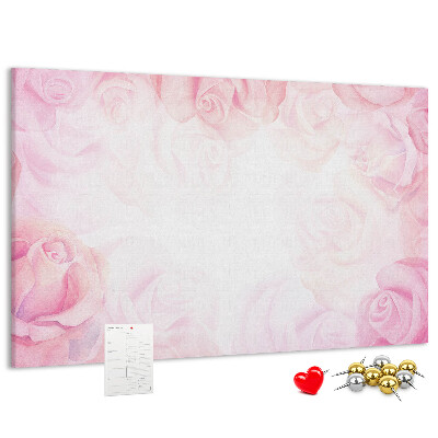 Bild mit Korkrückwand mit Motiv von zarten rosa Rosen