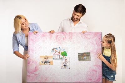 Bild mit Korkrückwand mit Motiv von zarten rosa Rosen