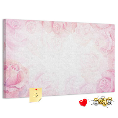 Bild mit Korkrückwand mit Motiv von zarten rosa Rosen