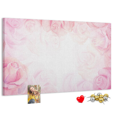 Bild mit Korkrückwand mit Motiv von zarten rosa Rosen