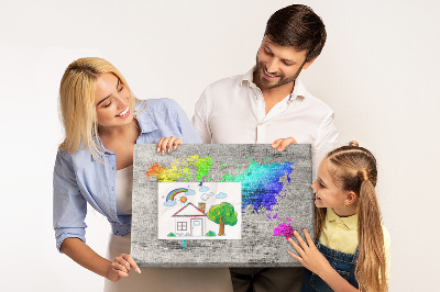 Weltkarte mit Korkrückwand bunte Ausführung auf grauem Hintergrund