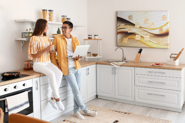 Korkbild goldene Wellen auf neutralem Hintergrund