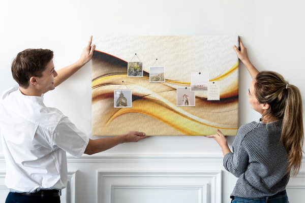Korkbild goldene Wellen auf neutralem Hintergrund