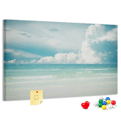 Kork-Pinnwand mit Motiv Ruhige See unter blauem Himmel