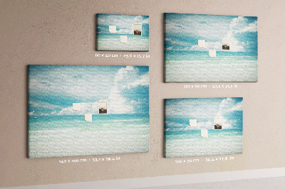 Kork-Pinnwand mit Motiv Ruhige See unter blauem Himmel