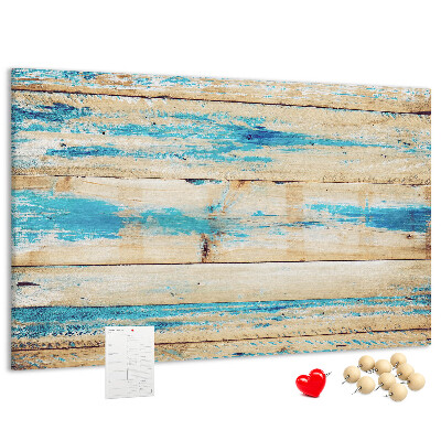 Korkbild rustikale Bretter in Blautönen
