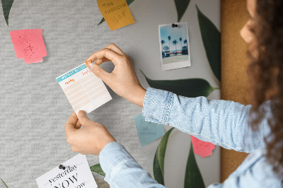 Bild mit Korkrückwand Blätter in einem zarten, minimalistischen Arrangement
