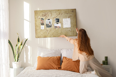 Korkbild antike Weltkarte mit Kontinenten