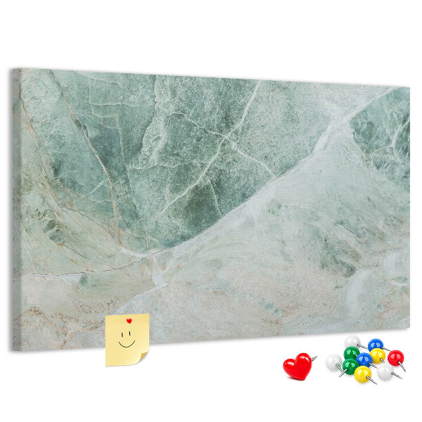 Bild mit Korkrückwand grüner Marmor mit feinen Adern