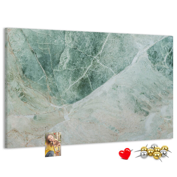 Bild mit Korkrückwand grüner Marmor mit feinen Adern