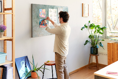 Bild mit Korkrückwand grüner Marmor mit feinen Adern