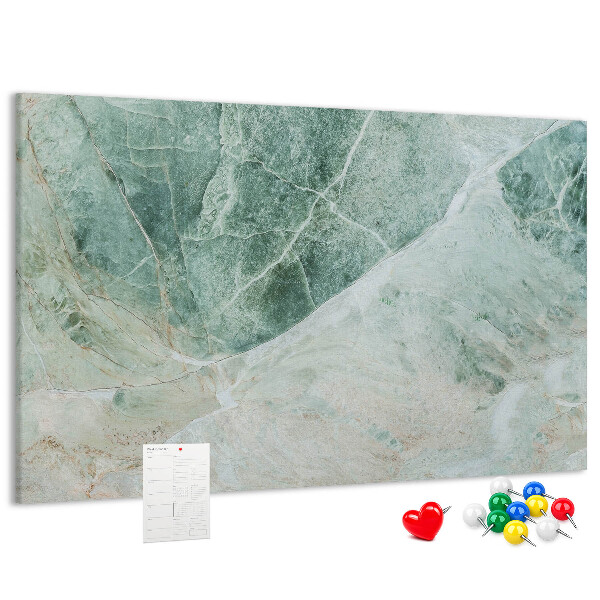 Bild mit Korkrückwand grüner Marmor mit feinen Adern