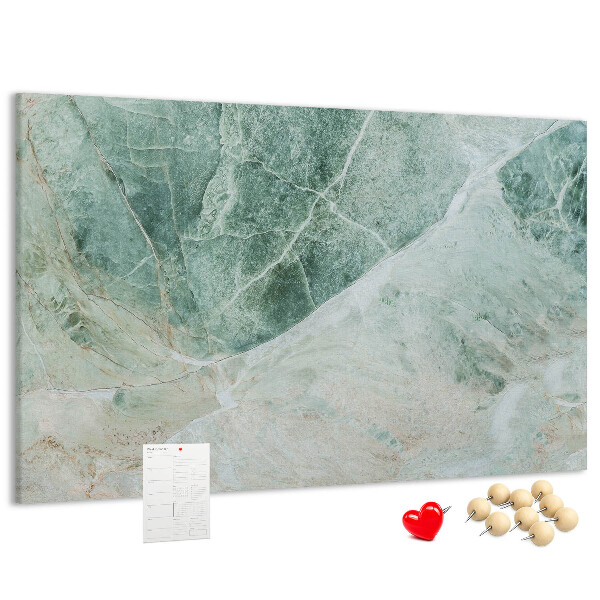 Bild mit Korkrückwand grüner Marmor mit feinen Adern