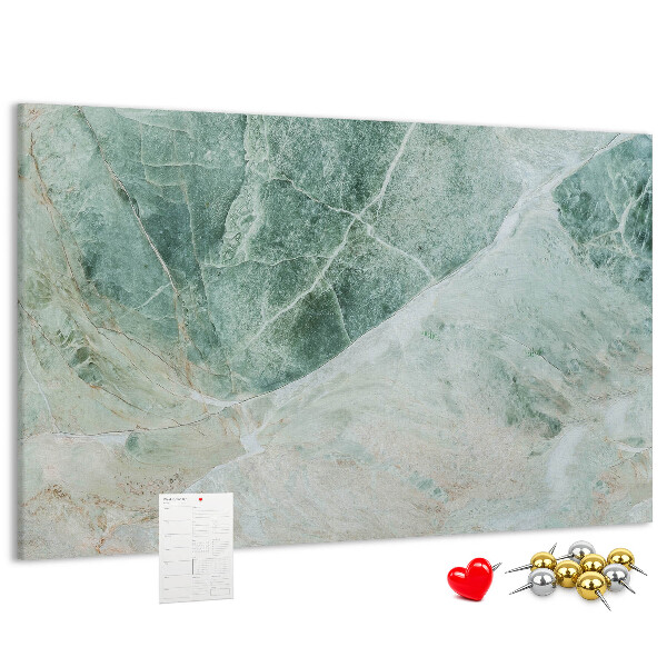 Bild mit Korkrückwand grüner Marmor mit feinen Adern