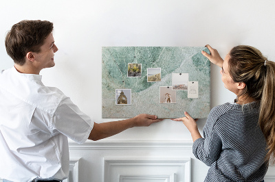 Bild mit Korkrückwand grüner Marmor mit feinen Adern