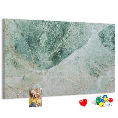 Bild mit Korkrückwand grüner Marmor mit feinen Adern