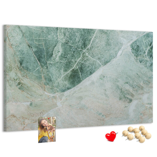 Bild mit Korkrückwand grüner Marmor mit feinen Adern