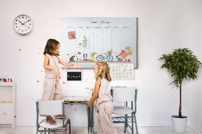 Korktafel farbenfroher Wochenplaner mit Büromotiven