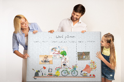Korktafel farbenfroher Wochenplaner mit Büromotiven