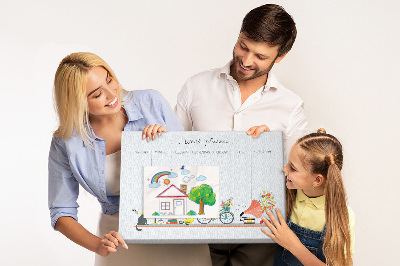 Korktafel farbenfroher Wochenplaner mit Büromotiven