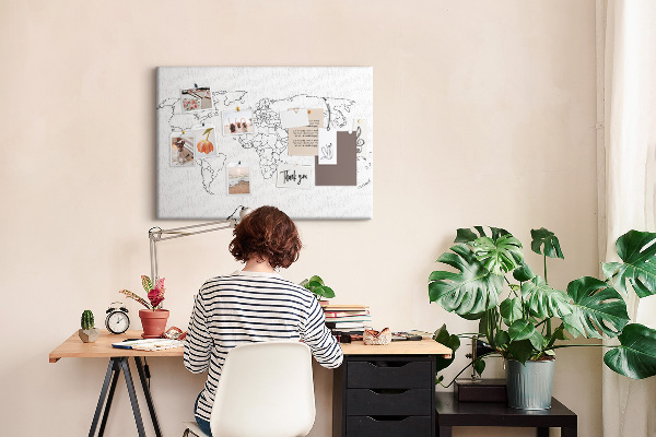 Korktafel als Weltkarte zum Ausmalen und Beschriften