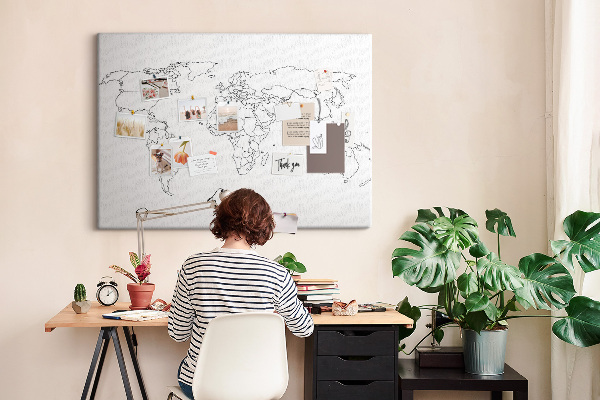 Korktafel als Weltkarte zum Ausmalen und Beschriften
