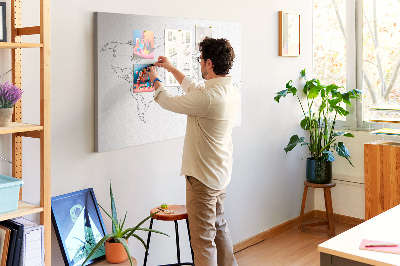 Korktafel als Weltkarte zum Ausmalen und Beschriften