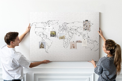 Korktafel als Weltkarte zum Ausmalen und Beschriften