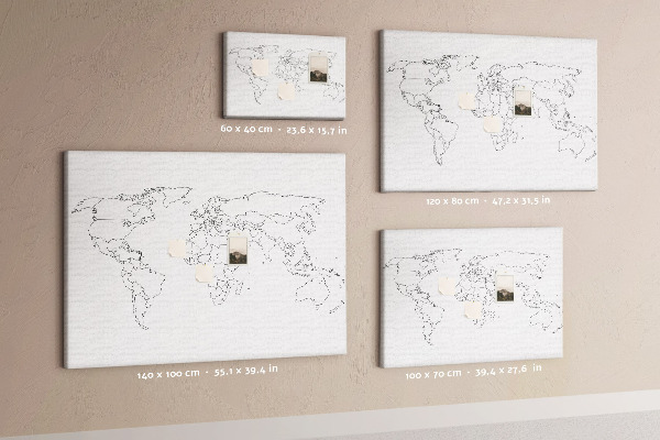 Korktafel als Weltkarte zum Ausmalen und Beschriften