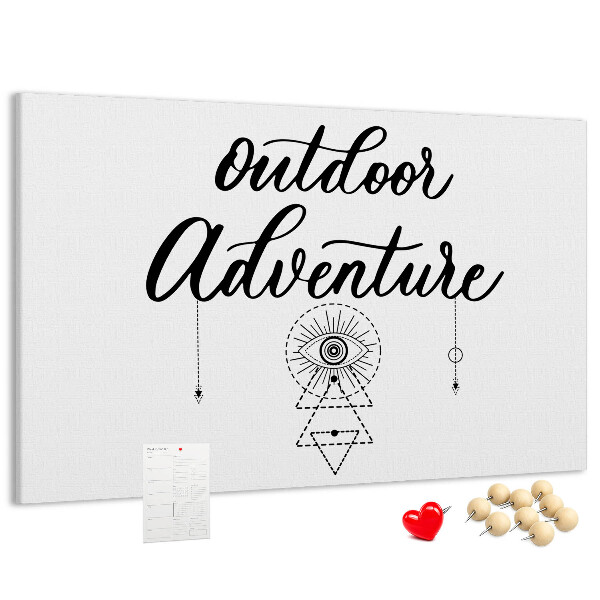 Bilder mit Korkrückwand mit Outdoor-Abenteuer-Symbolen