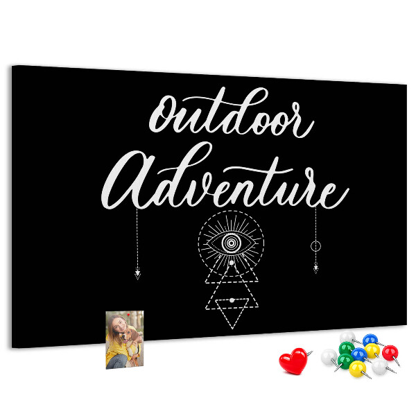 Korkbild Outdoor-Abenteuer mit Symbolen