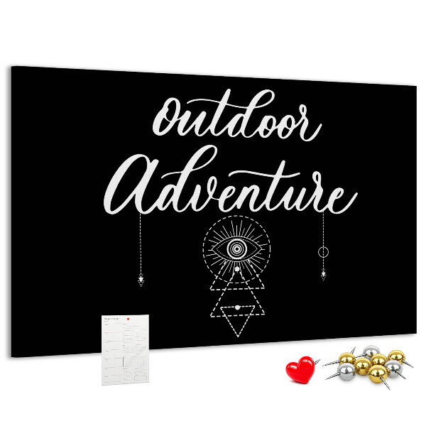 Korkbild Outdoor-Abenteuer mit Symbolen