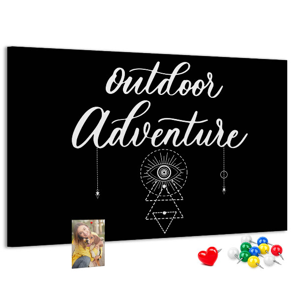 Korkbild Outdoor-Abenteuer mit Symbolen