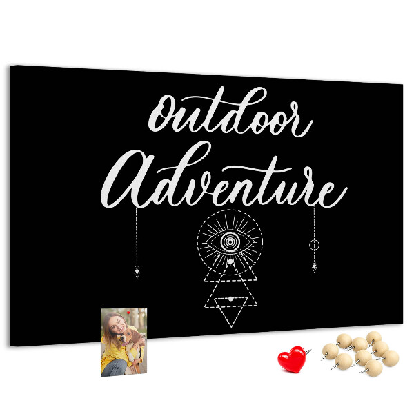 Korkbild Outdoor-Abenteuer mit Symbolen
